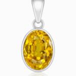 Mansha Puran Yellow Sapphire Pukhraj Energized Gemstone Silver Pendant Natural AAA Quality