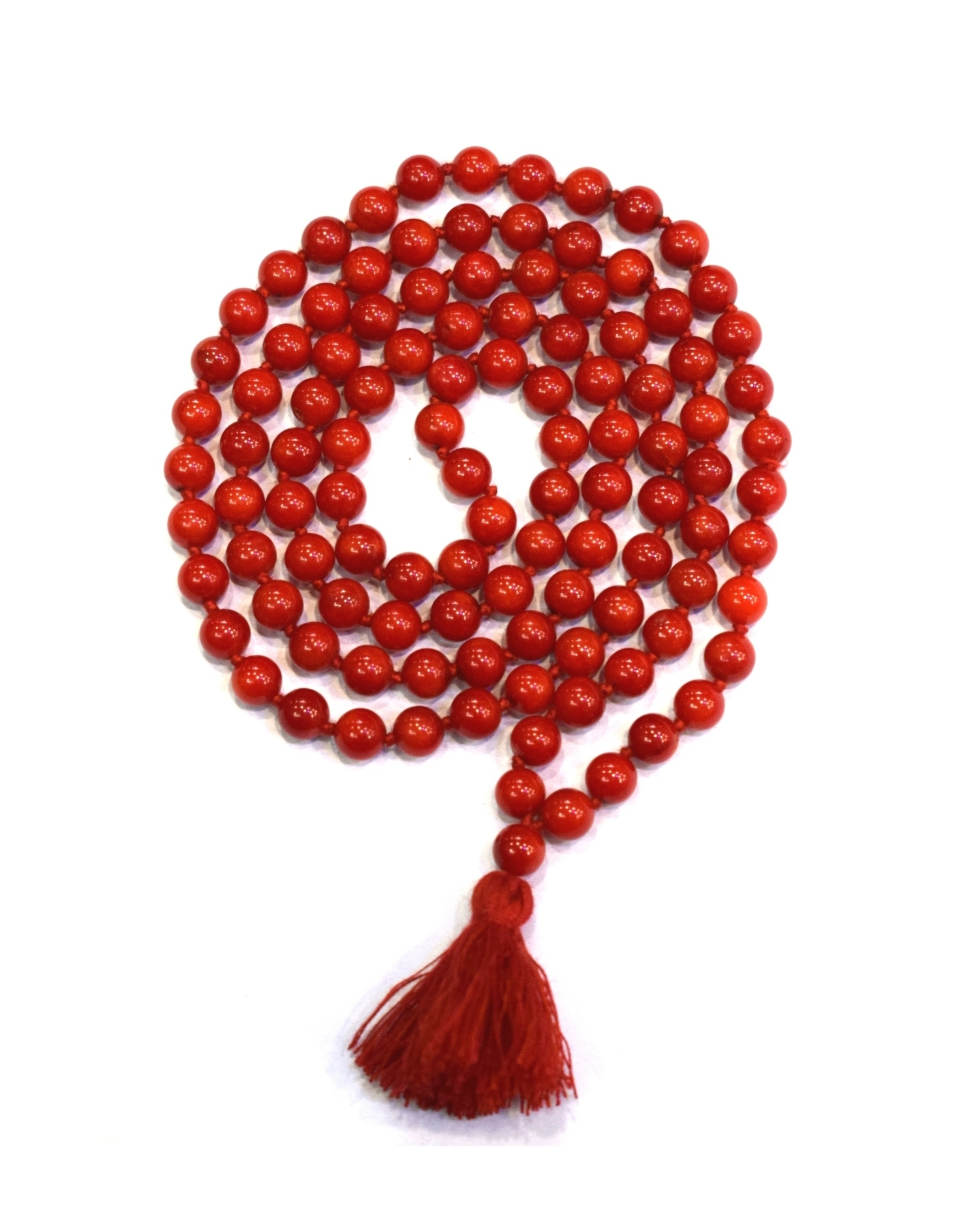 Mansha Puran Natural Red Coral (Moonga) Mala Necklace – 108 Bead Meditation & Prayer Mala – Spiritual Gemstone Yoga Mala Beads (7 MM)