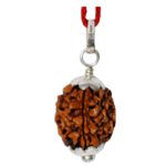 Mansha Puran Three Face / 3 Mukhi Rudraksha Metal Pendant with Red Thread