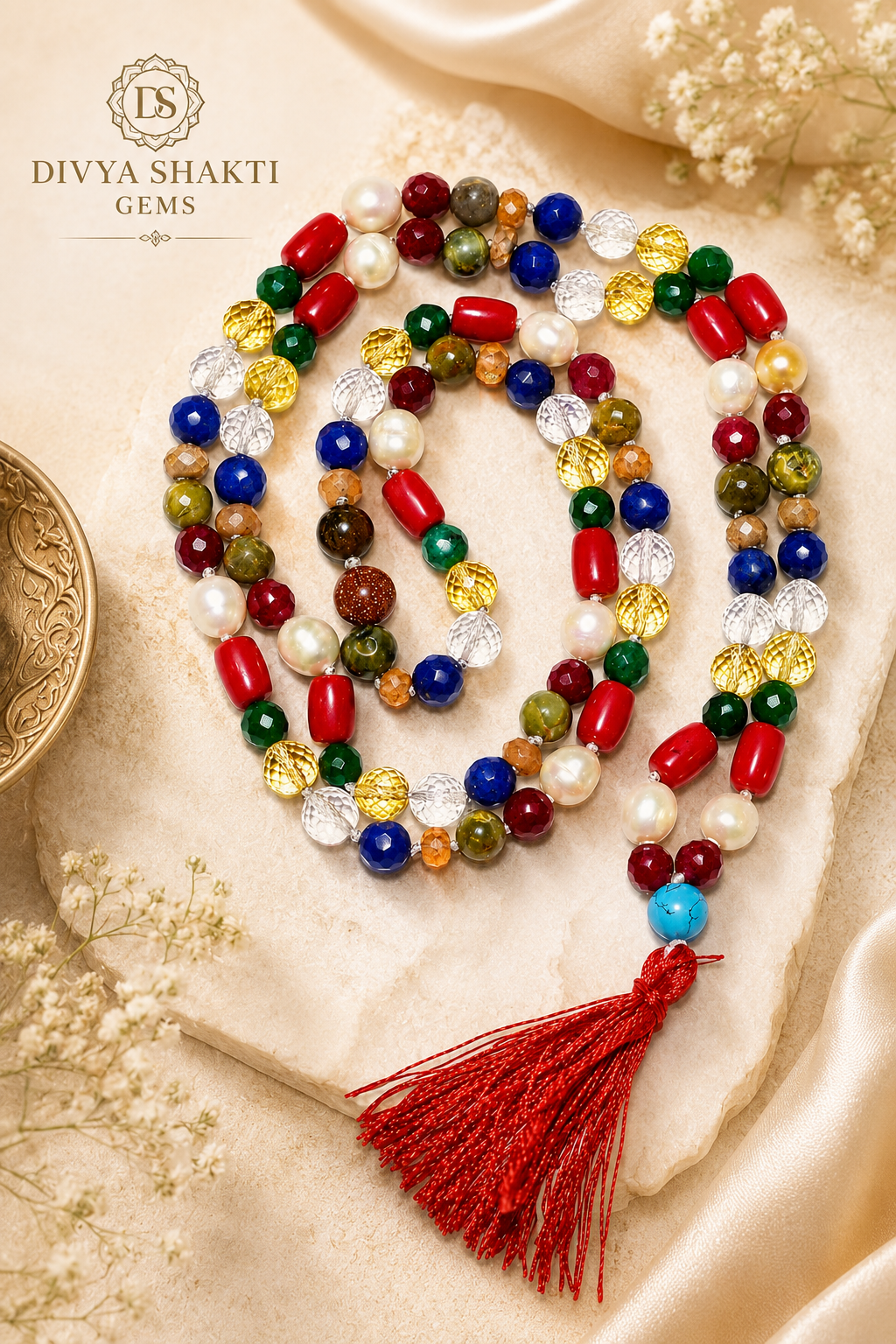 Mansha Puran Diamond Cut Navgrah / Navratna Mala Rosary 72+1 Beads