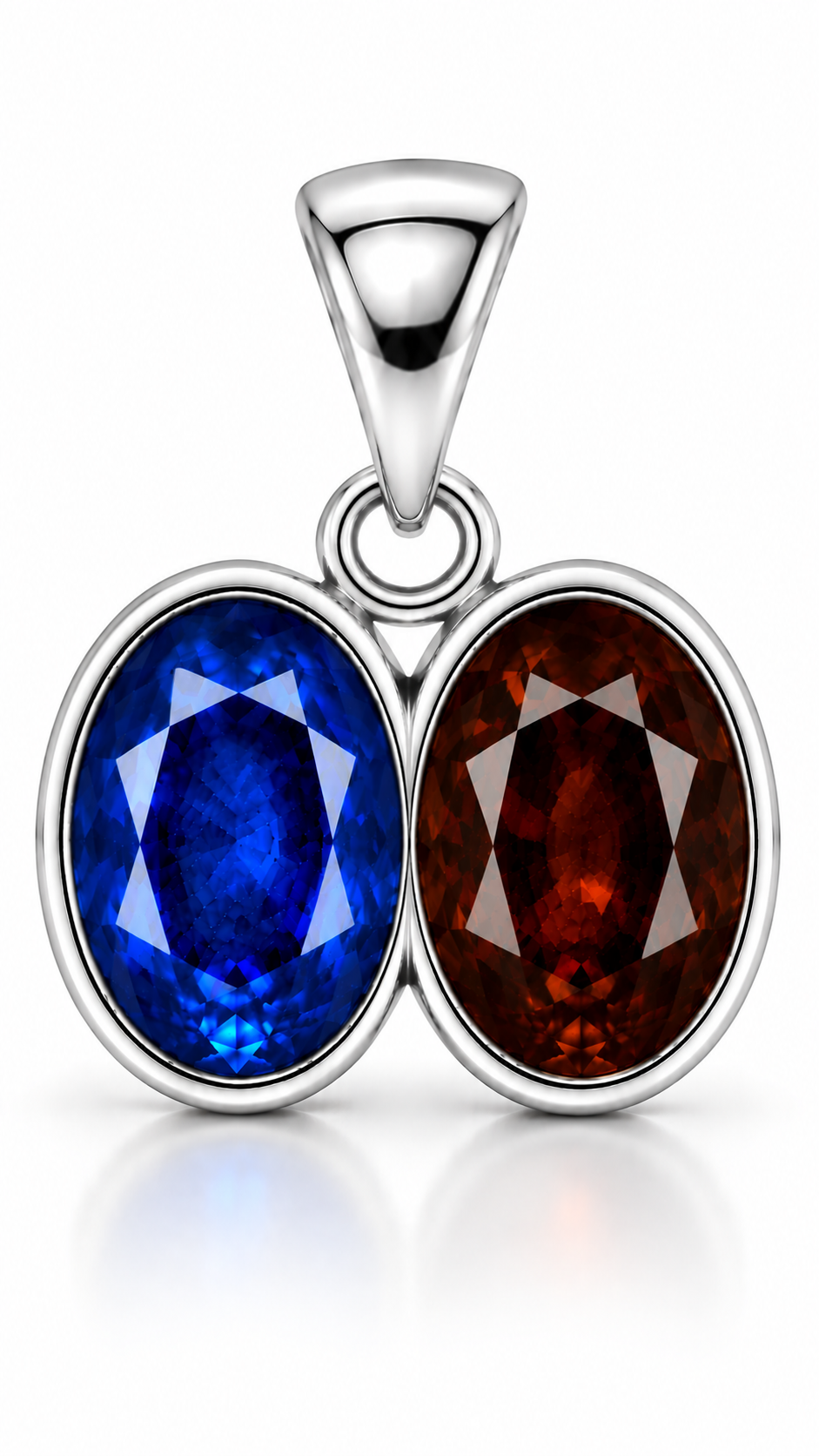 Divya Shakti Blue Sapphire (Neelam) & Hessonite (Gomed) Silver Dual Pendant for Discipline & Ambition