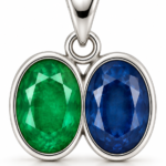 Divya Shakti Emerald (Panna) & Blue Sapphire (Neelam) Silver Dual Pendant for Intelligence & Discipline