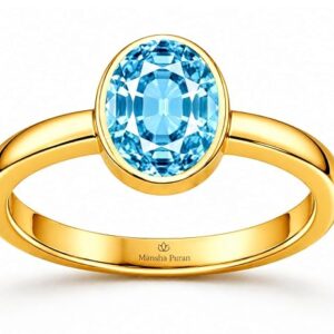 Natural Aquamarine Gemstone Energized Panchdhatu Plain ring for men and women