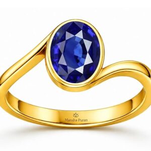 Natural Blue Sapphire Neelam Gemstone Energized Panchdhatu Ring For Women