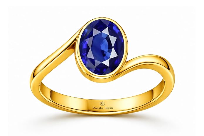 Natural Blue Sapphire Neelam Gemstone Energized Panchdhatu Ring For Women