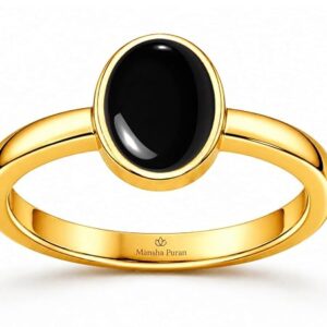 Natural Black agate Gemstone Energized Panchdhatu Plain ring for men and women