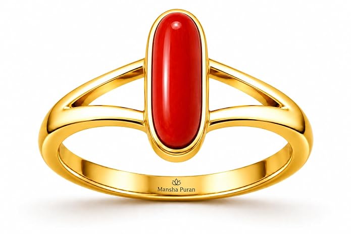 Red mangal Gemstone Energized Panchdhatu ring for men and women