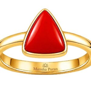 Triangle Red Mangal Gemstone Energized Panchdhatu Plain Ring for Men and Women