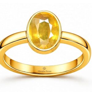 Natural Yellow Sapphire Pukhraj Gemstone Energized Panchdhatu Plain Ring For for Prosperity & Fortune