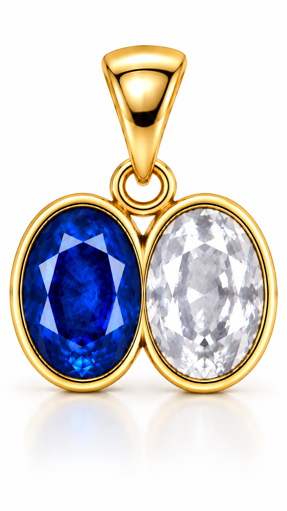 Divya Shakti Blue Sapphire (Neelam) & White Sapphire Panchadhatu Dual Pendant for Prosperity & Discipline