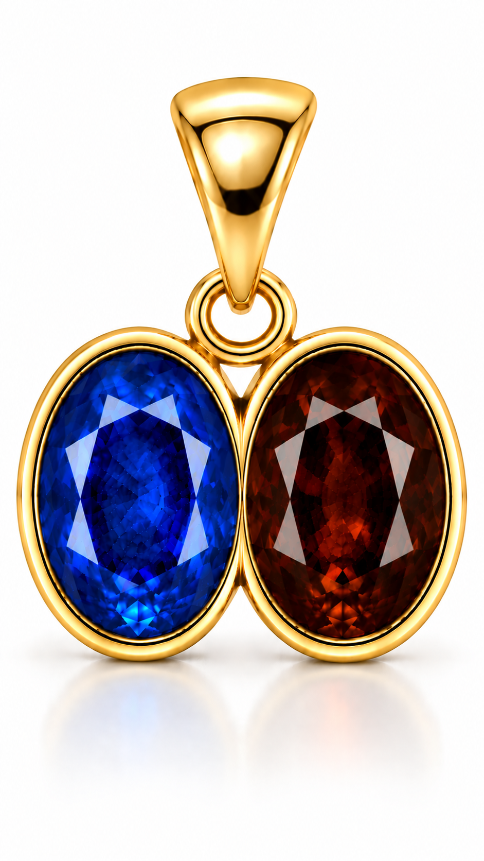 Divya Shakti Blue Sapphire (Neelam) & Hessonite (Gomed) Panchadhatu Dual Pendant for Discipline & Ambition