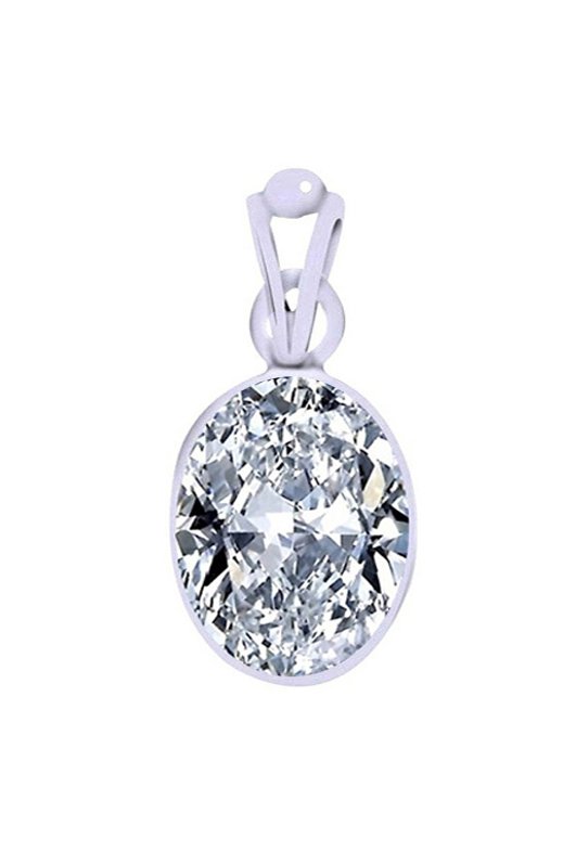 Divya Shakti American Diamond Oval Zircon Oval Energized Gemstone Silver Pendant Natural AAA Quality