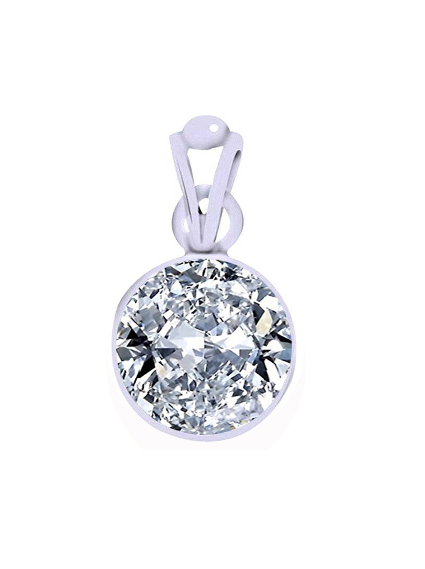 Divya Shakti American Diamond Round Zircon Round Energized Gemstone Silver Pendant Natural AAA Quality