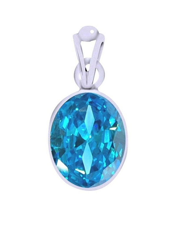 Divya Shakti Aquamarine Beruj Energized Gemstone Silver Pendant Natural AAA Quality