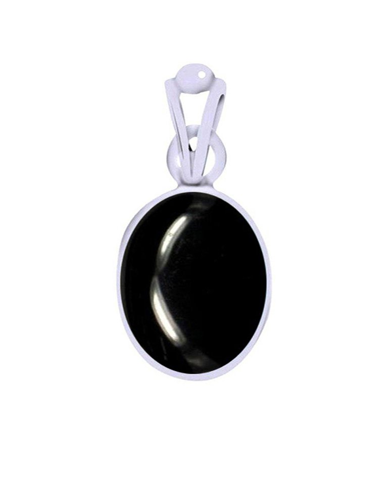 Divya Shakti Black Agate Kala Hakik Energized Gemstone Silver Pendant Natural AAA Quality