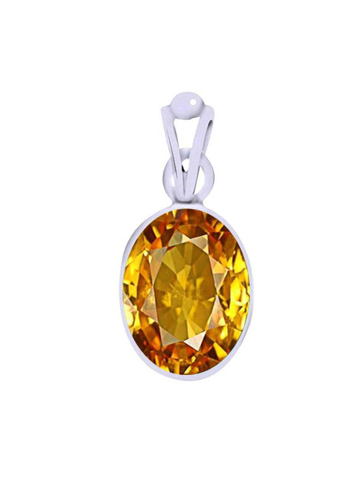 Divya Shakti Citrine Sunhela Energized Gemstone Silver Pendant Natural AAA Quality