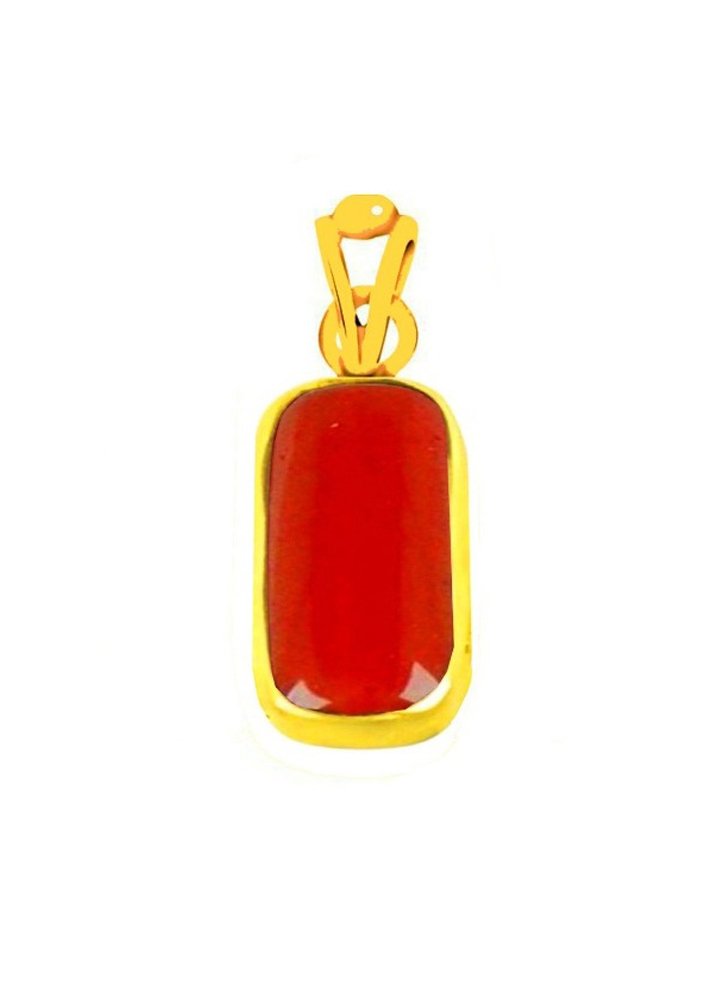 Divya Shakti Italian Red Coral / Red Munga Gemstone 22K Pure Gold Pendant Natural AAA Quality
