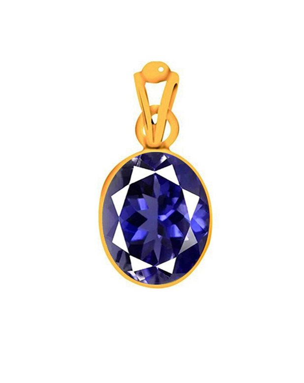 Divya Shakti Iolite / Neeli Gemstone 22K Pure Gold Pendant Natural AAA Quality