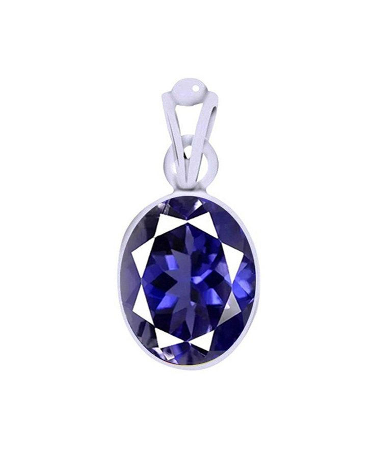 Divya Shakti Iolite Neeli Energized Gemstone Silver Pendant Natural AAA Quality