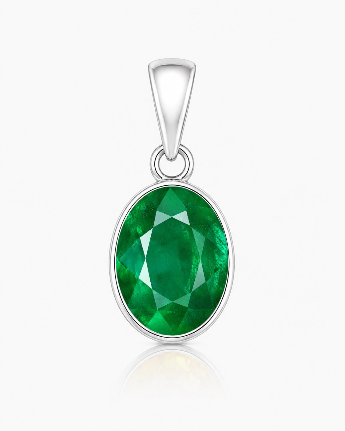 Divya Shakti Emerald Panna Energized Gemstone Silver Pendant Natural AAA Quality