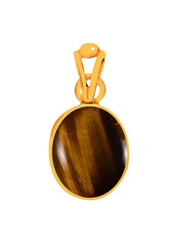 Divya Shakti Tigers Eye Chitti Energized Gemstone Panchadhatu Pendant Natural AAA Quality