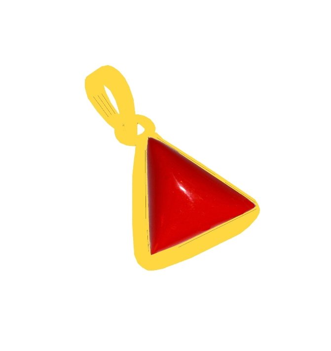 Divya Shakti Triangle Red Coral / Red Munga Gemstone 22K Pure Gold Pendant Natural AAA Quality